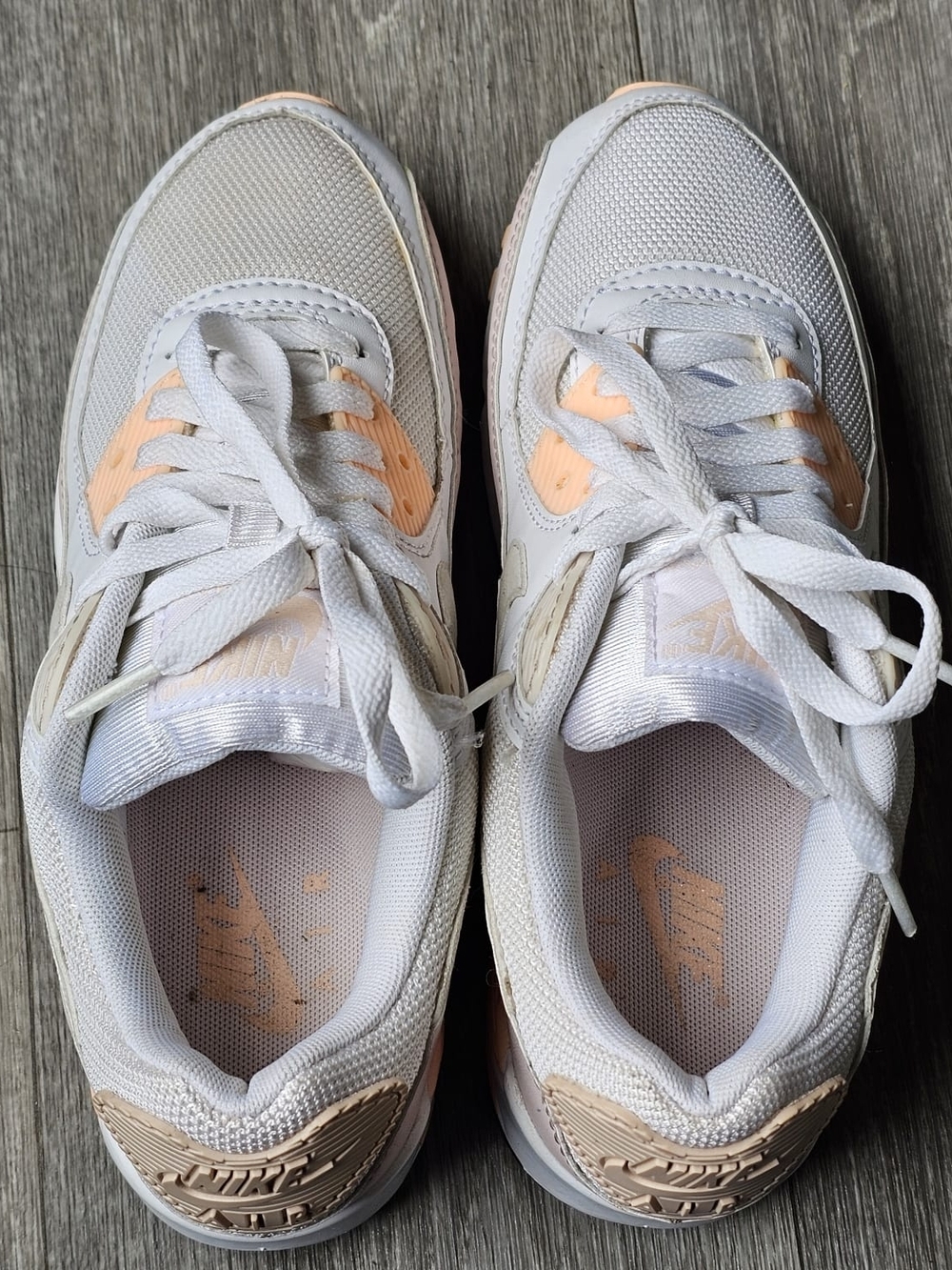 Nike Air Max 90 White Pink Washed Coral Barely Rose Women’s Size 7 Sneakers - Picture 4 of 9